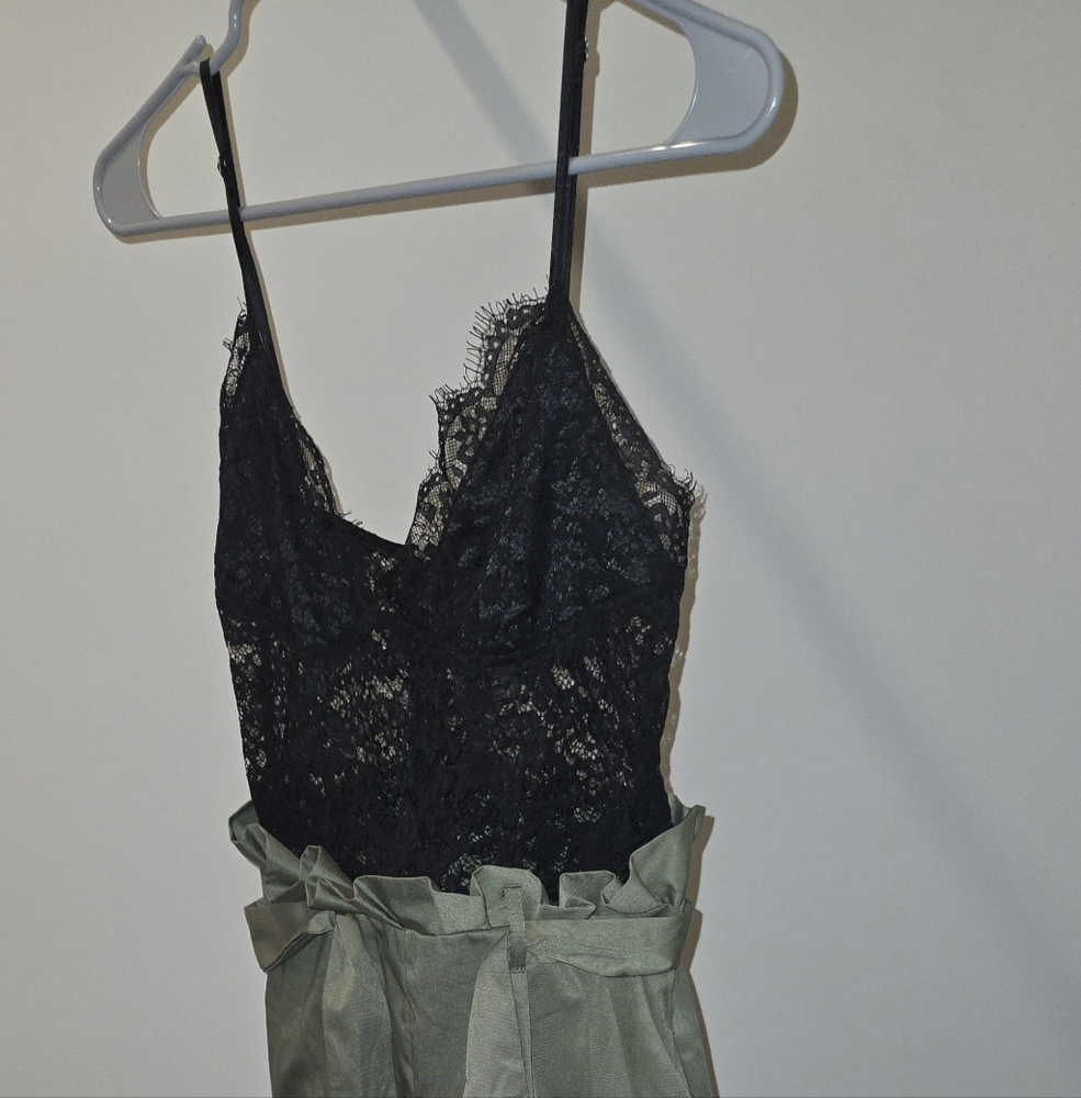 Fashion Nova Black Lace and Olive Jumpsuit